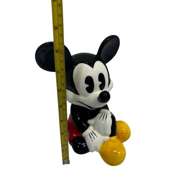 Walt Disney Pie Eyed Mickey Mouse Ceramic Piggy Bank 8 3/4” X 6" - Picture 2 of 14